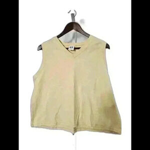 Casual V-Neck Sleeveless Top in Soft Yellow